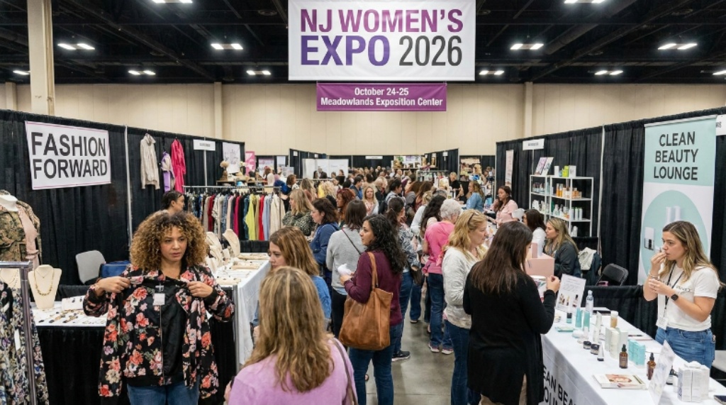 Visitors exploring beauty and fashion booths at NJ Women's Expo 2026