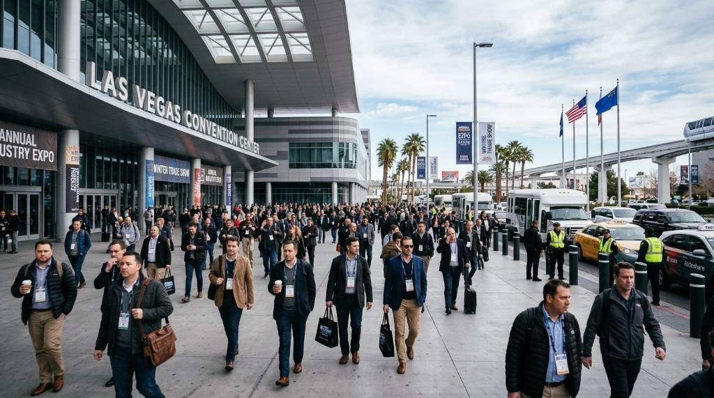 Las Vegas Convention Center entrance during a February trade event